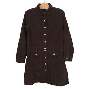 Mini Boden Girls Long Sleeve Brown Corduroy Button Down Dress Size 9/10